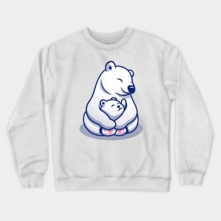 Cute Polar Bear Mom Hugging Baby Polar Crewneck Sweatshirt